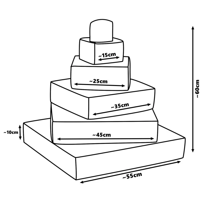Stohovací bloky, 6 bloků, soft play, tvar pyramidy