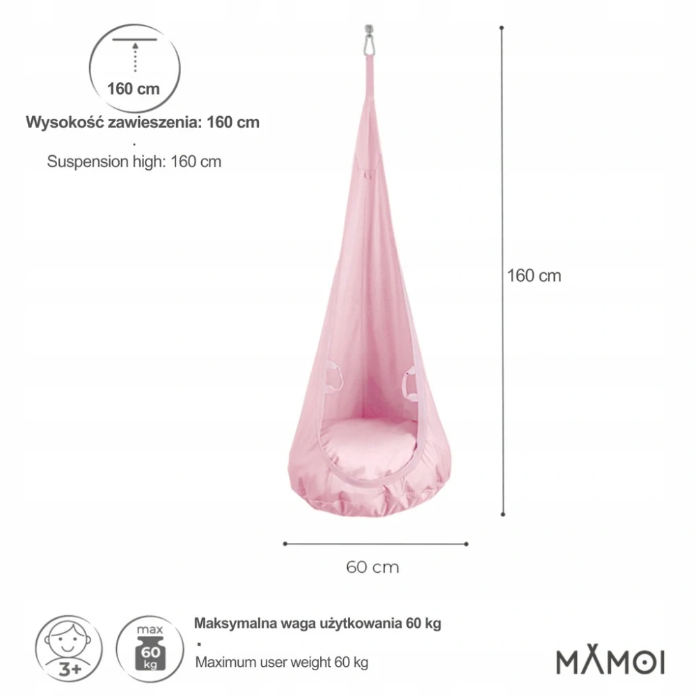 Dětská houpačka zavěsná, kokon pro děti - světle šedá