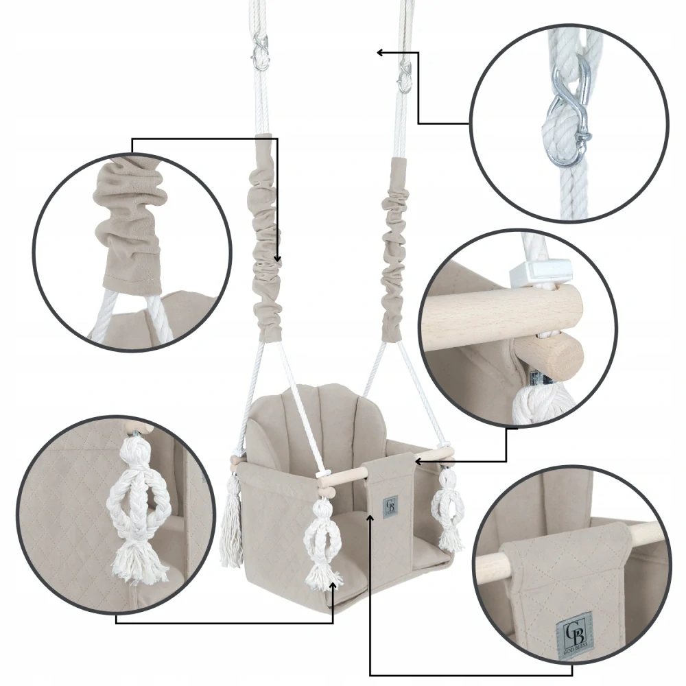 Dětská houpačka dětská SHELL - světle hnědá