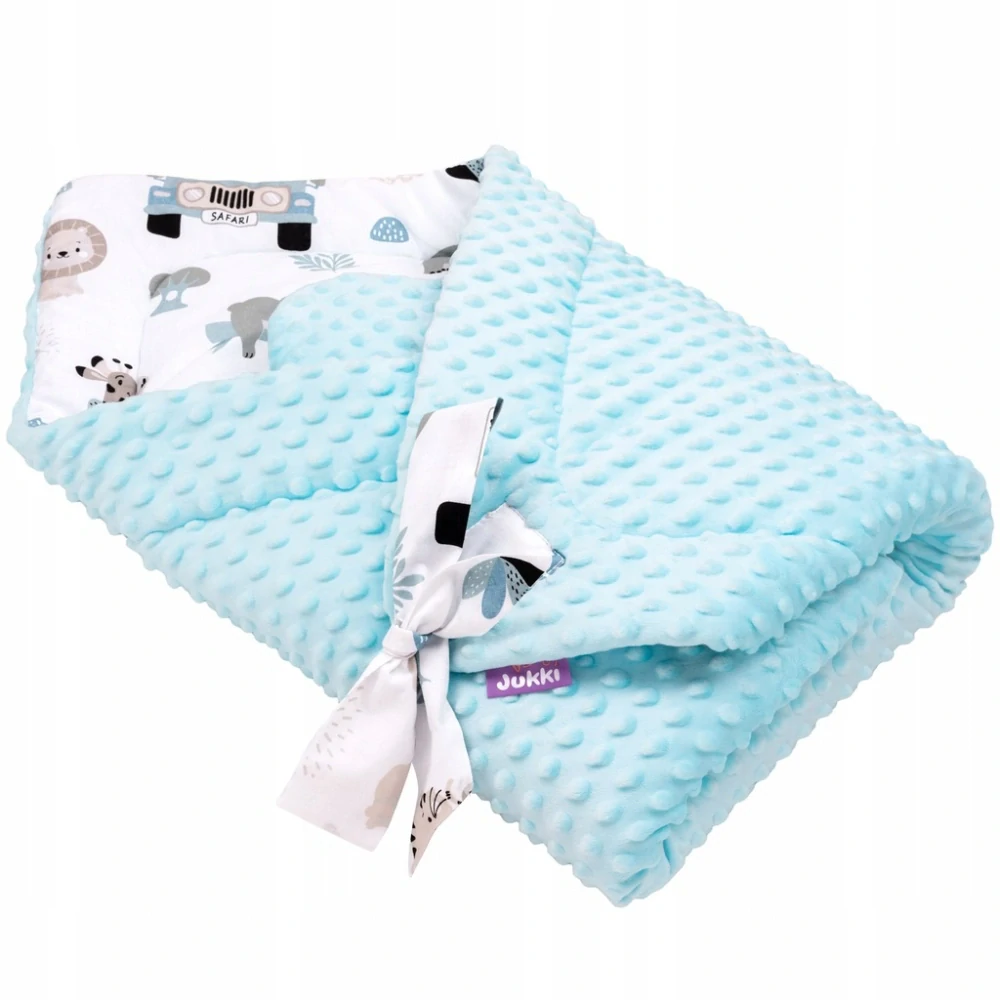 Dětská zavinovačka z bavlny a sametu - minky světle modrá