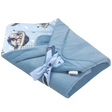 Dětská zavinovačka z bavlny a sametu - cosmos modrá