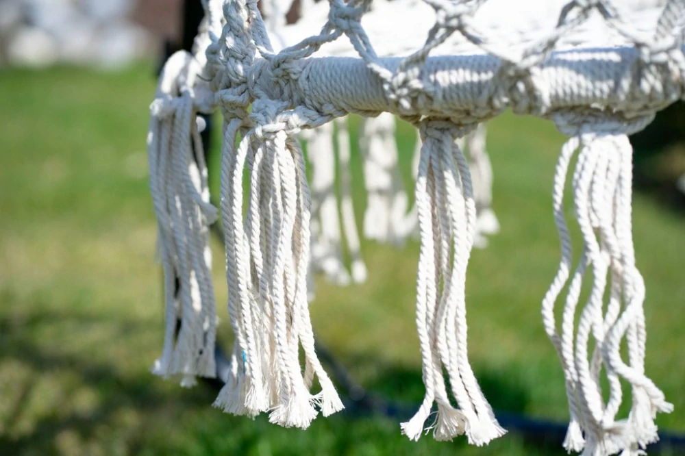 Závěsné křeslo PUERTA Čapí hnízdo boho POTENZA - ekru