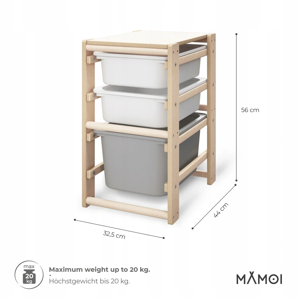 Montessori dřevěný regál MAMOI s policemi