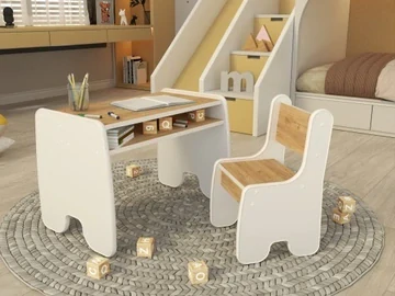Dětský stůl se židličkou - bílý a dub