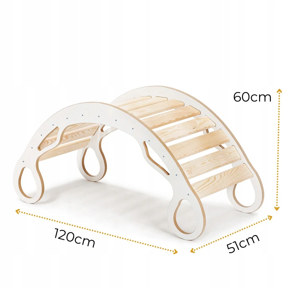 Dřevěná houpačka s polštářem - bílá, tmavě šedý 