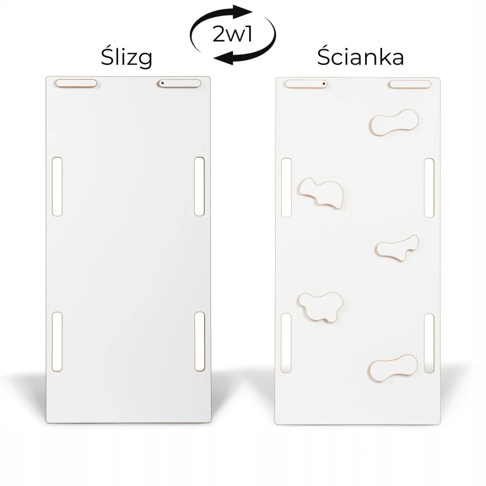 Dřevěná skluzavka 2v1 se stěnou - bílá (pro produkty B4K)