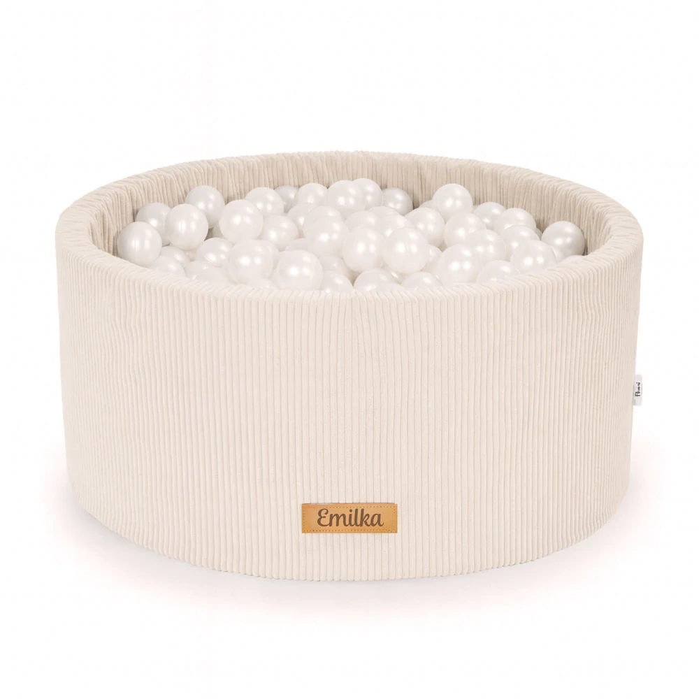 Suchý Bazének s míčky Teddy - kulatý 40x80 cm + 200 míčků - beránek, šedá