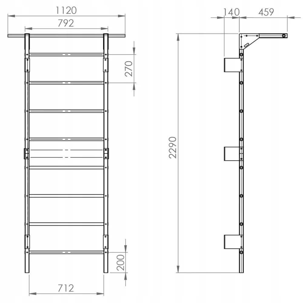 Gymnastický žebřík - ocel, šedá