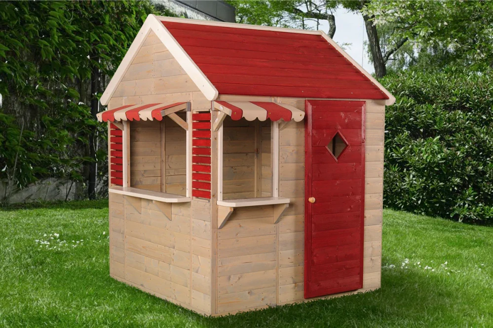 Dětský dřevěný zahradní domeček Beach Shop - červený