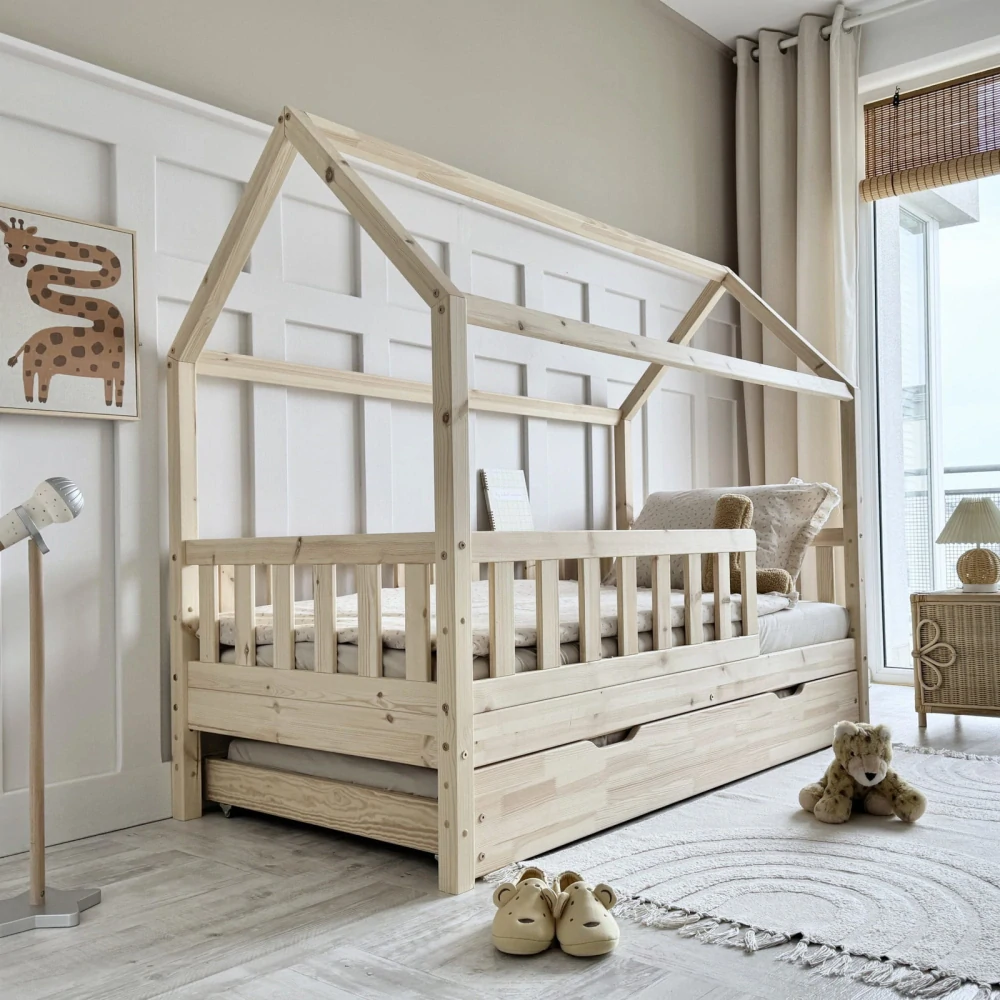 Dětská Postel Domeček Blanco PLUS Sleep - natural, přistýlka
