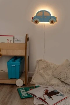 Dřevěná noční lampička AUTO - LED pro děti