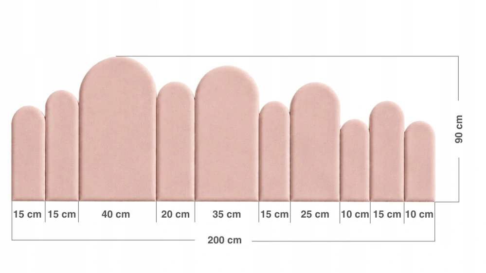 Sada čalouněných panelů plot, 200 cm - různé barvy