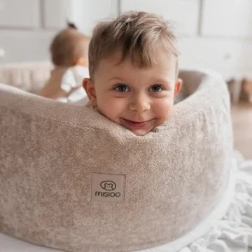 Dětský suchý bazének kulatý, bez míčků - prémiový chenille, světle modrá