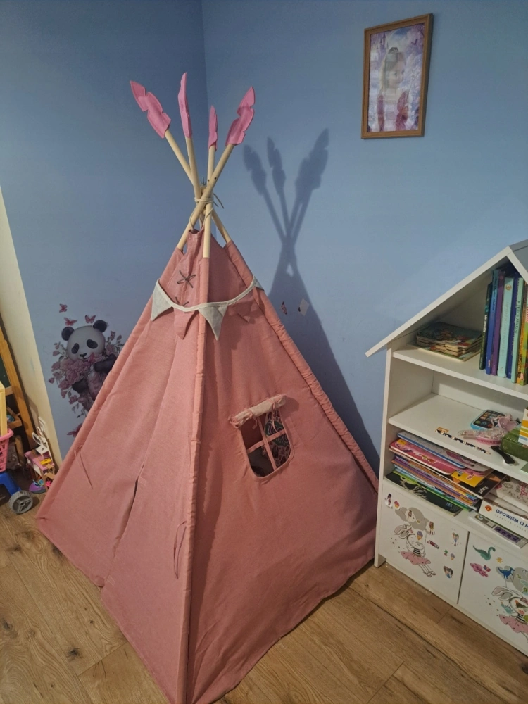 Dětský stan Teepee s podložkou a polštářky - růžová