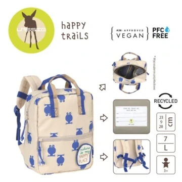 Dětský batoh Lassig Happy Trails Frog - zelené pruhy
