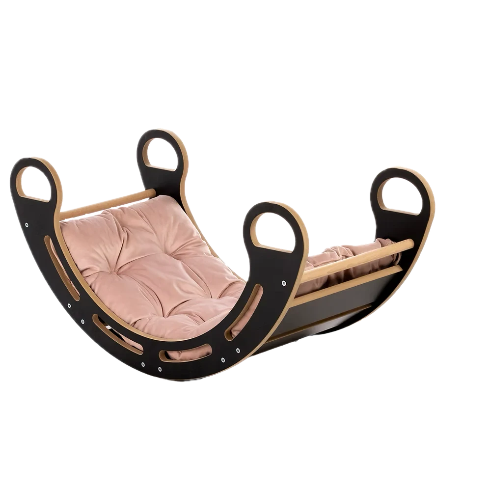 Dřevěná houpačka Babylike s polštářem - černá