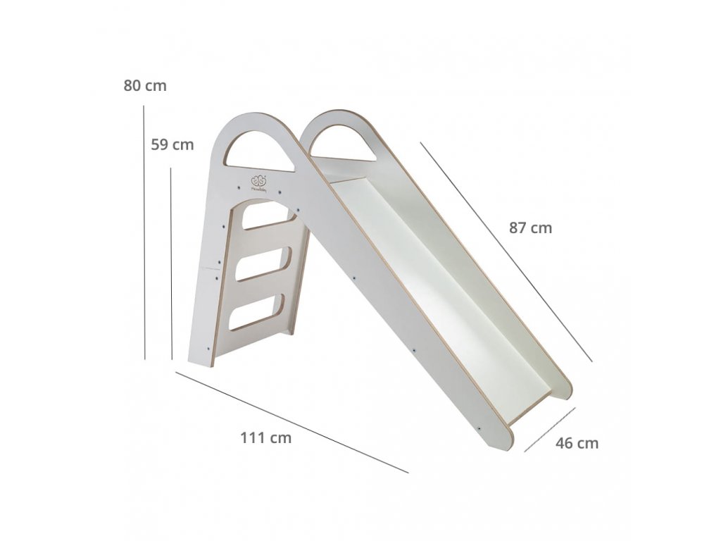 Dětská dřevěná skluzavka do interiéru Scandy: bílá