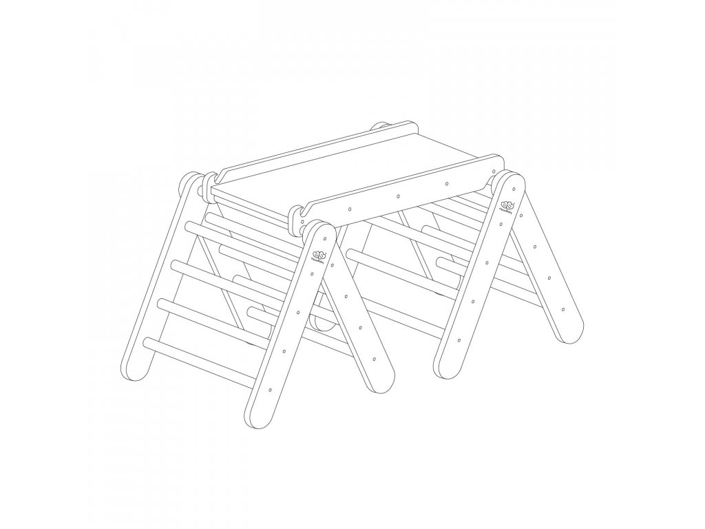 Dětský dřevěný set se skluzavkou/lezeckou stěnou Pikler - 3v1 - různé barvy