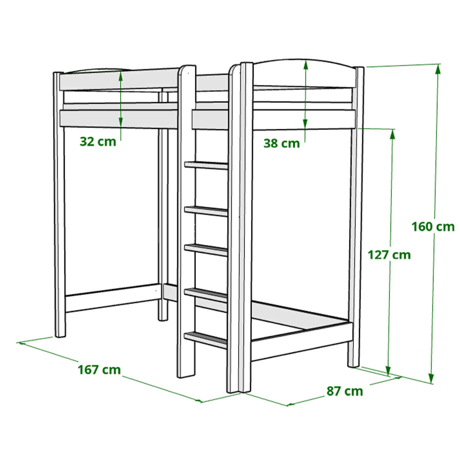 Dětská postel mezonetová (160cm)