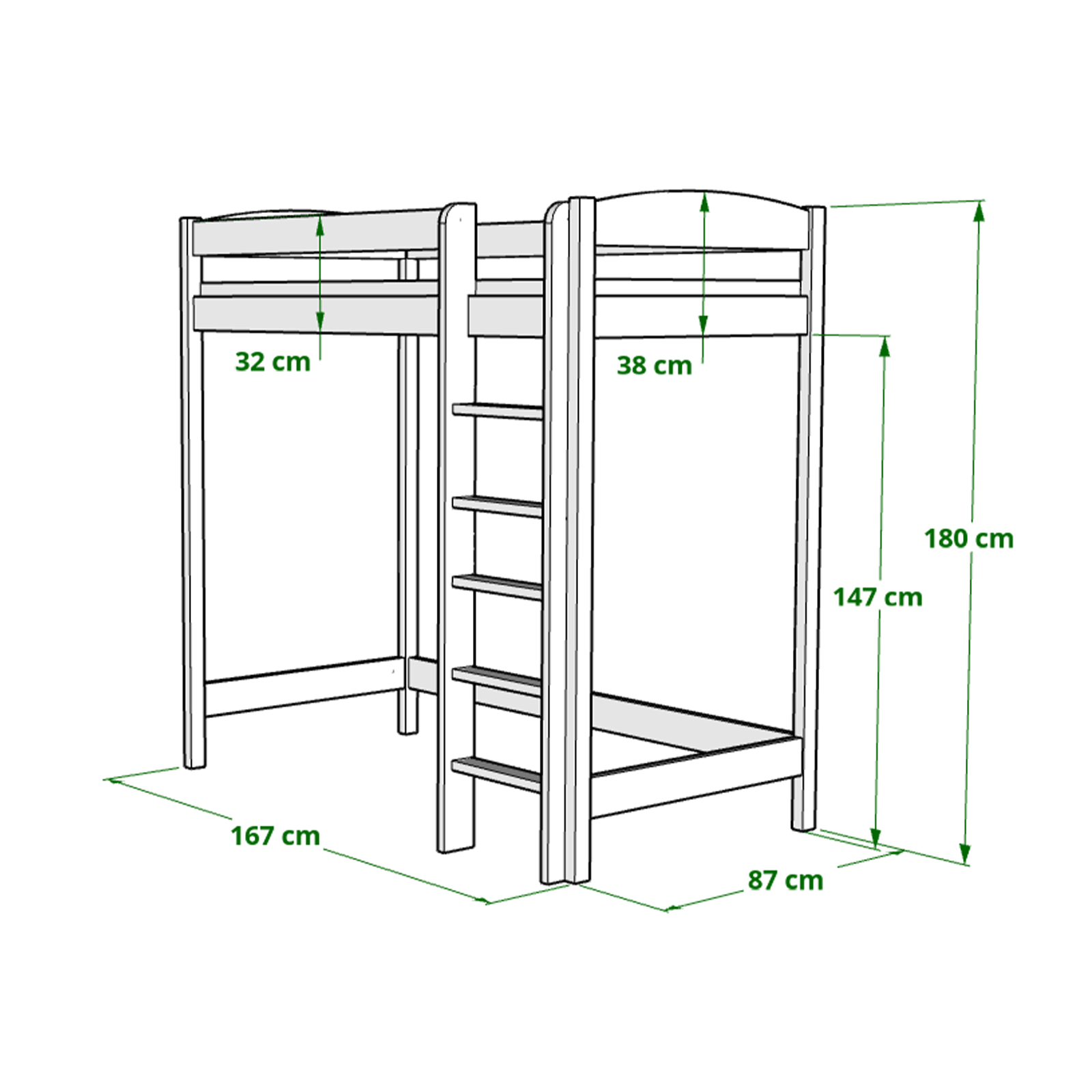 Dětská postel mezonetová 2 (180cm)