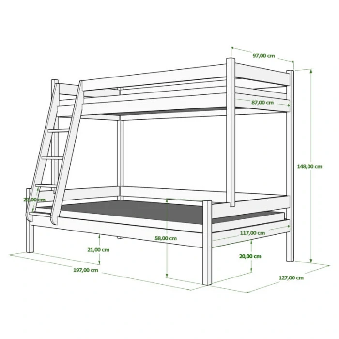 Patrová postel FAMILY pro 3 (90 / 120 x 190 cm)