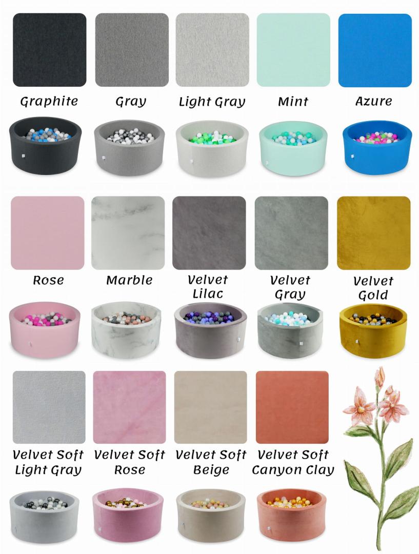 Suchý hranatý bazének s míčky (90x40x40 cm), různé barvy