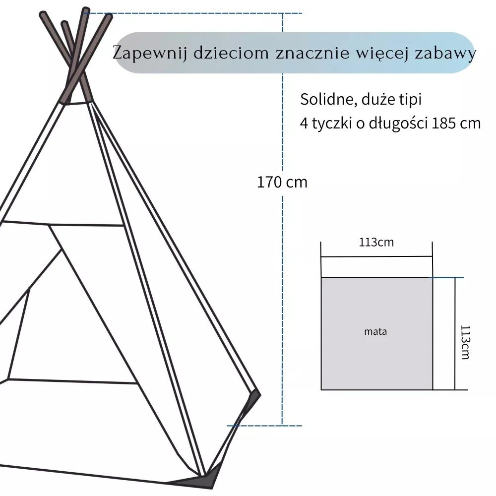 Dětský teepee stan - modrý