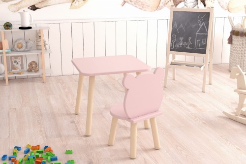 Dětský stoleček a židlička ve tvaru medvídka