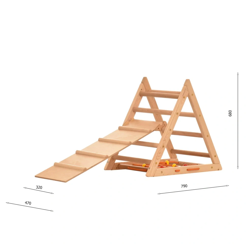 Indoor Triangle Pine - Dřevěný lezecký trojúhelník se skluzavkou - natural