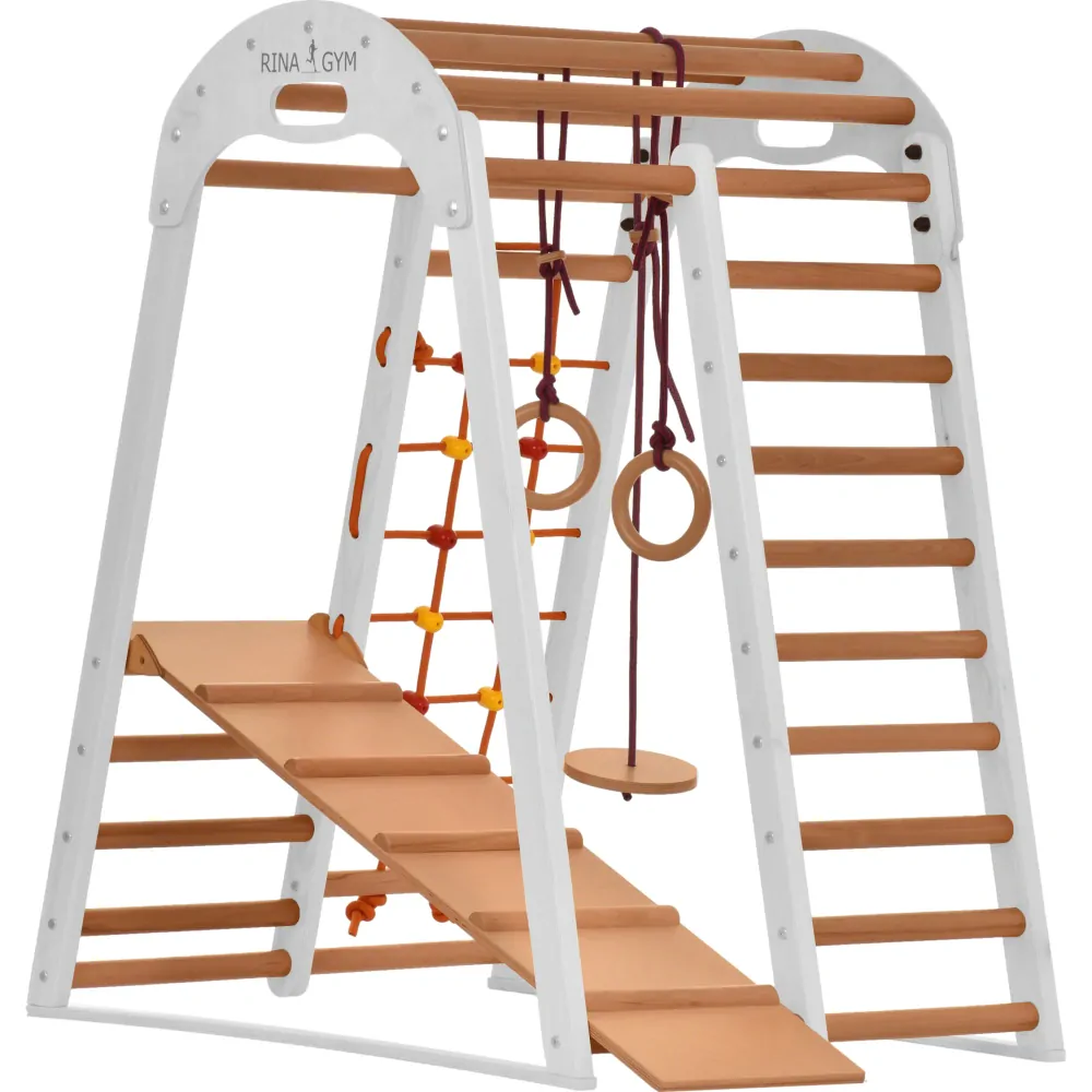 Lezecký trojúhelník dřevěné hřiště pro děti - indoor, bílý