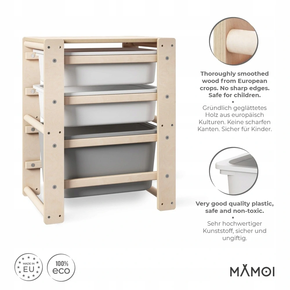 Montessori dřevěný regál MAMOI s policemi