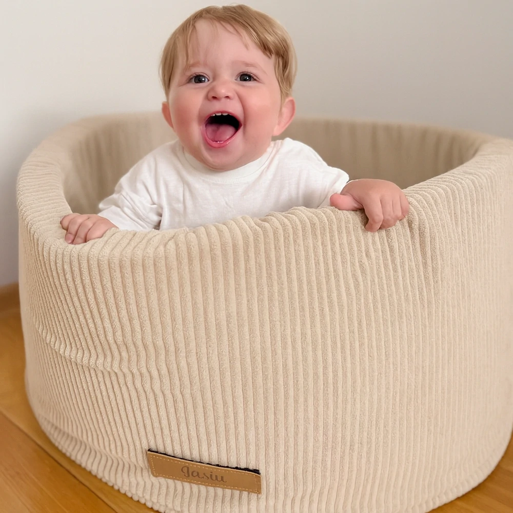 Suchý Bazének s míčky Teddy - kulatý 40x80 cm + 200 míčků - beránek, šedá