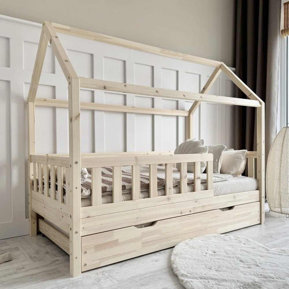 Dětská Postel Domeček Blanco PLUS Sleep - natural, přistýlka