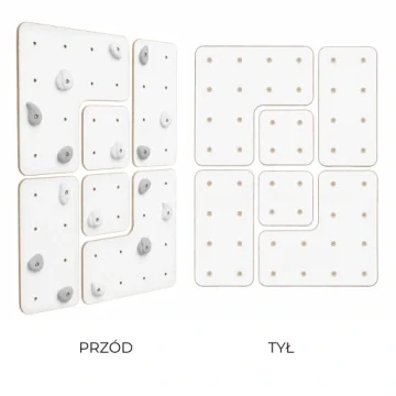 Modulová lezecká stěna pro děti - bílá, pastelové úchyty