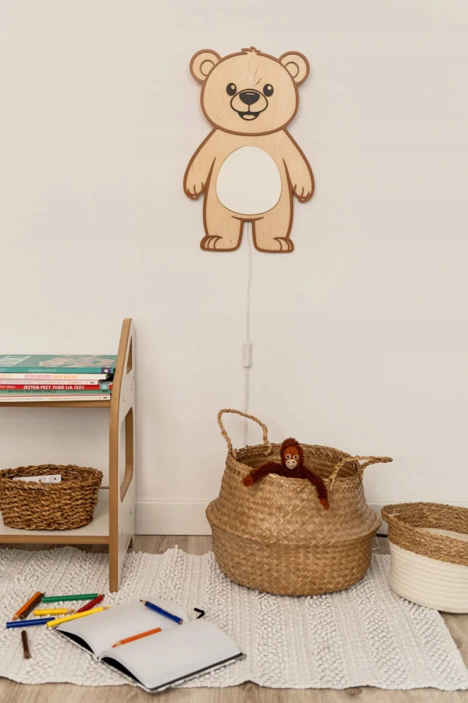 Dřevěná noční lampička MEDVÍDEK - LED pro děti