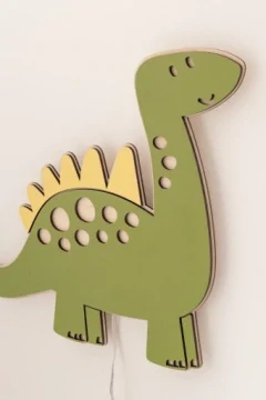 Dřevěná noční lampička DINO - LED pro děti