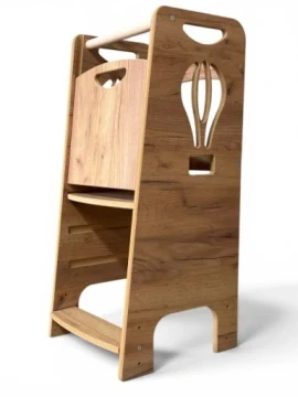 Učící věž Kitchen Helper - balon, přírodní dřevo