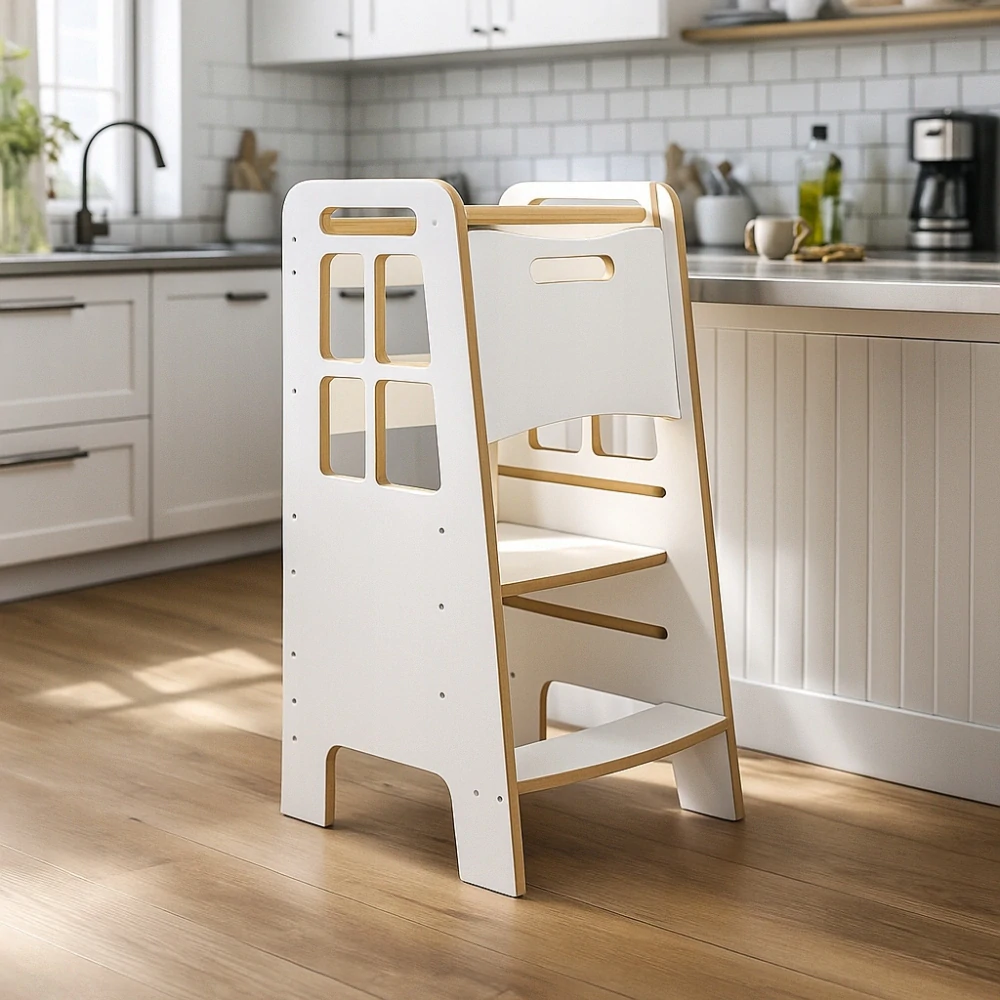 Učící věž Kitchen Helper - okénko, bílá