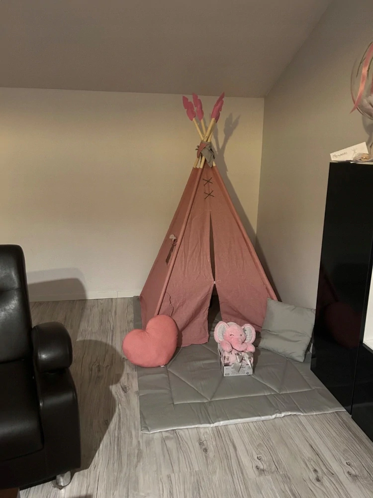 Dětský stan Teepee s podložkou a polštářky - růžová