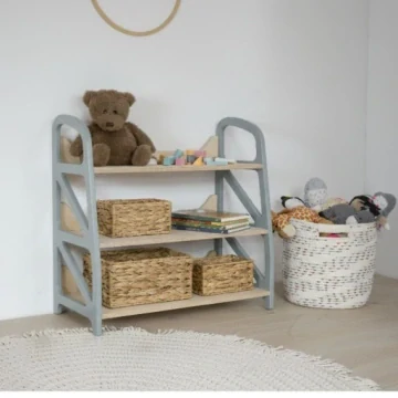 Montessori otevřený regál na hračky Storyland – šedá