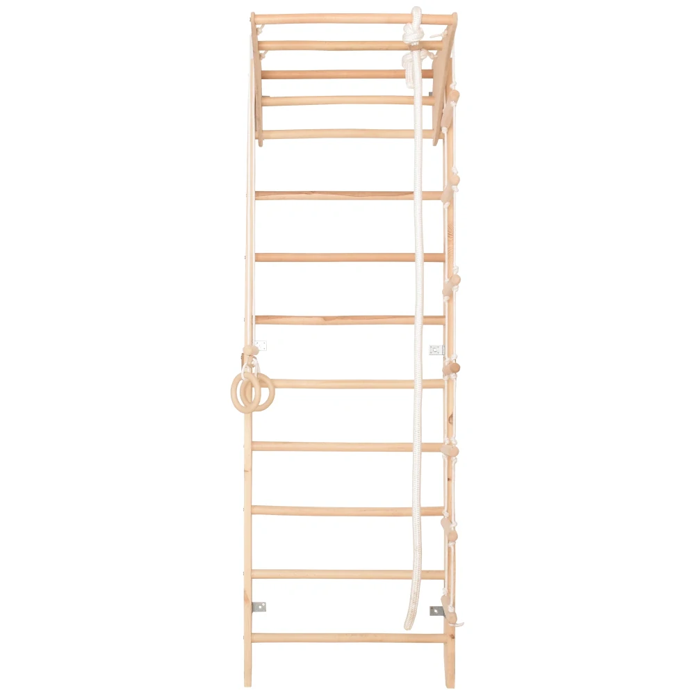 Žebřiny dřevěné s houpačkou, kruhy a žebříkem KOMBI 2 - natural 