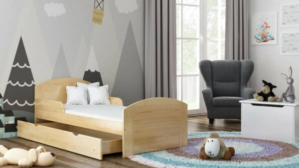 Dětská postel BILI se šuplíkem - přírodní