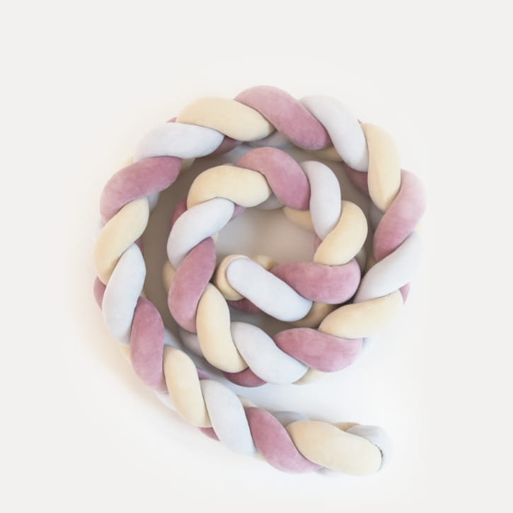 Mantinel pletený cop - béžový bílý třešňový samet