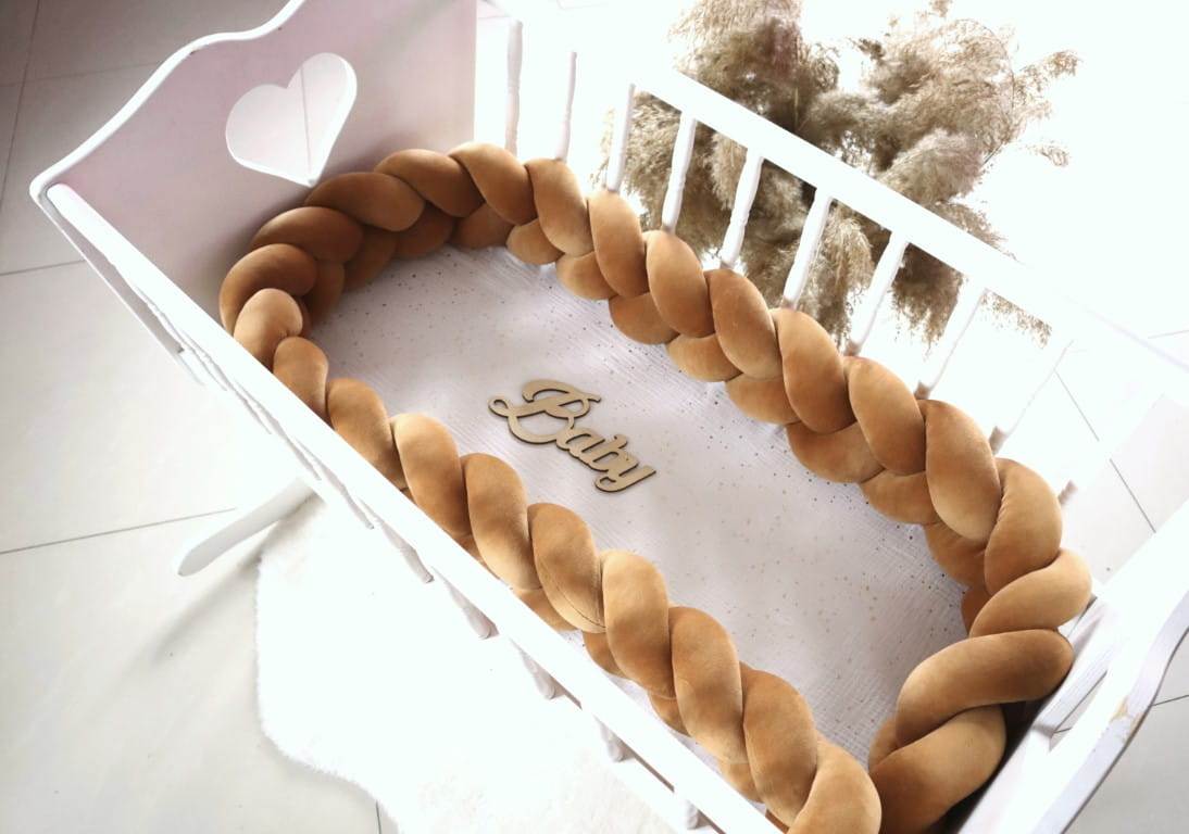 Mantinel pletený cop - skořicový samet