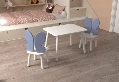 Dětský stoleček a židlička ve tvaru motýlka