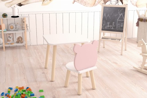 Dětský stoleček a židlička ve tvaru medvídka