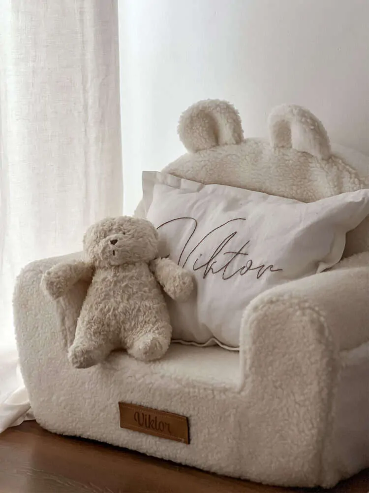 Dětské křesílko Teddy - beránek, tmavě béžové