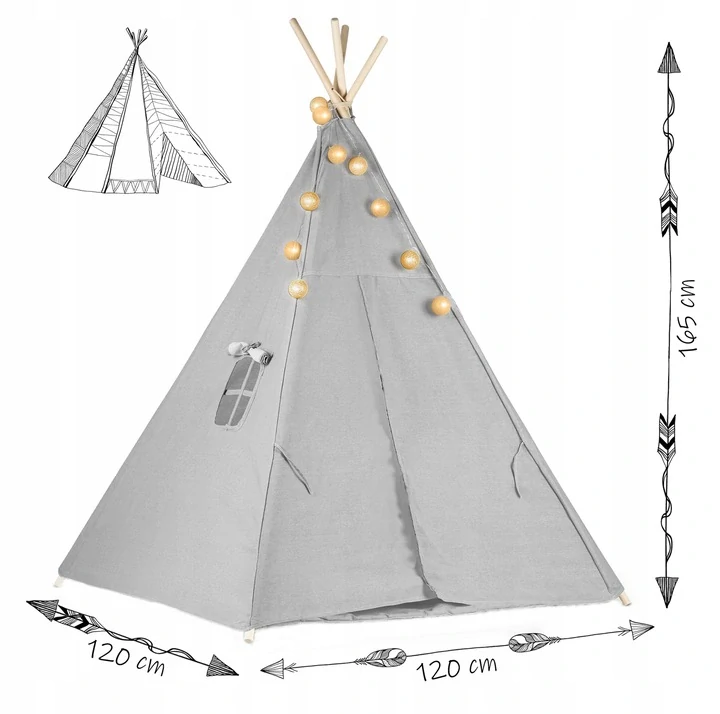 Teepee stan pro děti se světýlky - panda