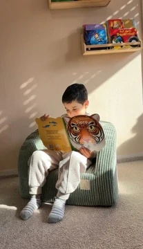 Dětské křeslo Misioo, prémiový manšestr - béžový