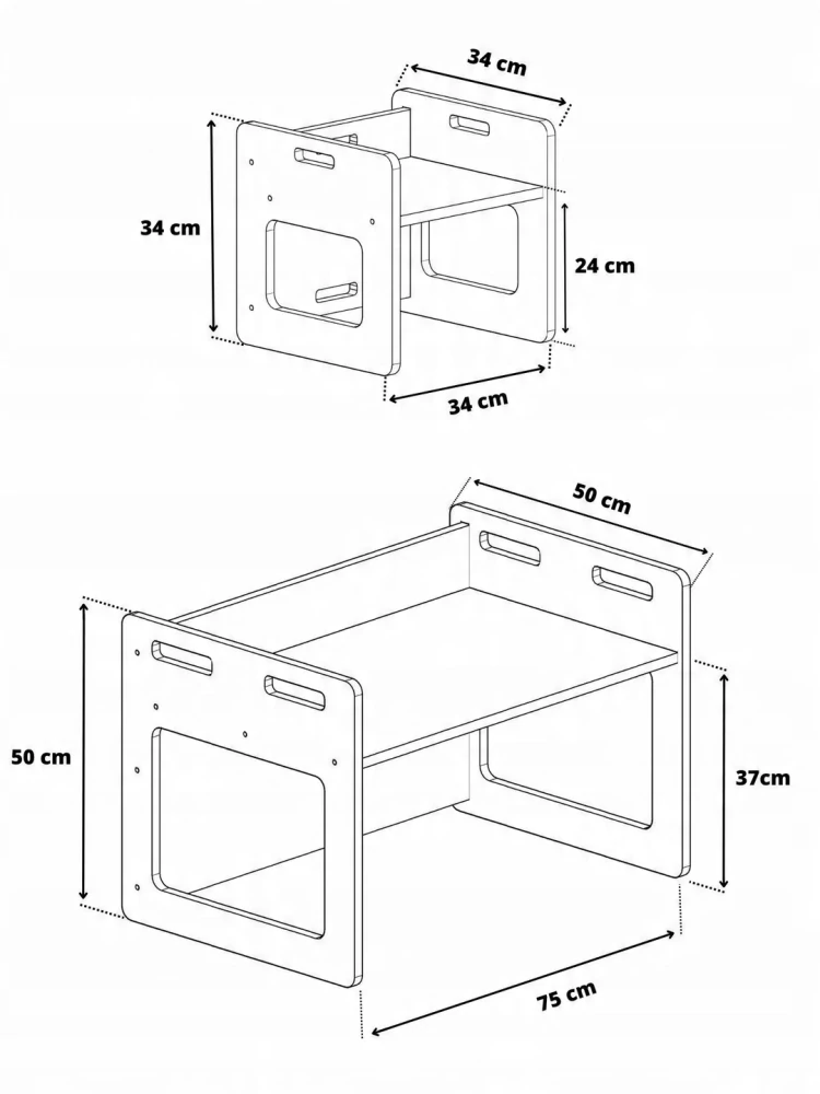 Dětský stůl a židlička - sestava 3v1 - buk